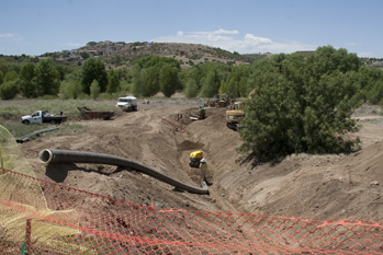 Installation of the 12-inch sewer main line in Watson Woods